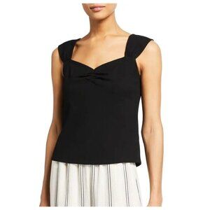 NWT VINCE Women's Black Ruched Sweetheart Neck Camisole Size 6 Sleeveless Top